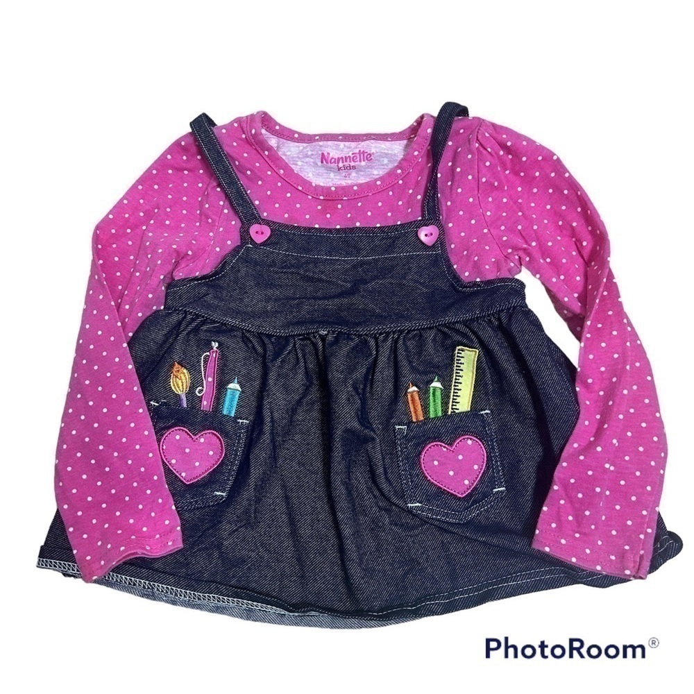 Nanette Kids School Shirt Top Sz 4T 1st Day Kids Girls Pink Long Sleeve